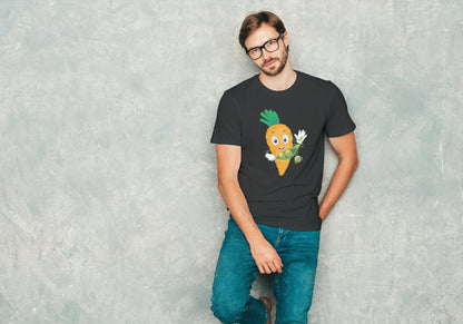 Men's Round Neck Carrot T-shirt New Yellow by ZealforTee