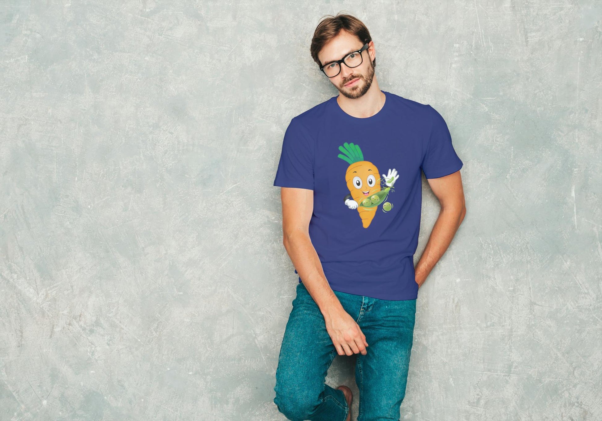 Men's Round Neck Carrot T-shirt New Yellow by ZealforTee