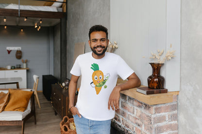 Men's Round Neck Carrot T-shirt Black by ZealforTee