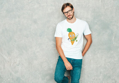 Men's Round Neck Carrot T-shirt Black by ZealforTee