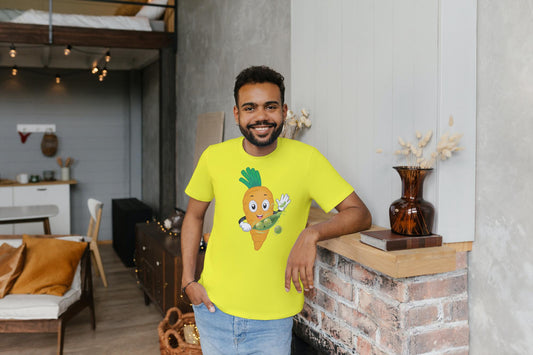 Men's Round Neck Carrot T-shirt New Yellow by ZealforTee