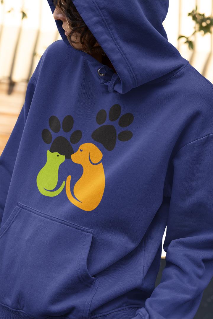 Men's Cat and Dog Hoodie Sweatshirt White by ZealforTee