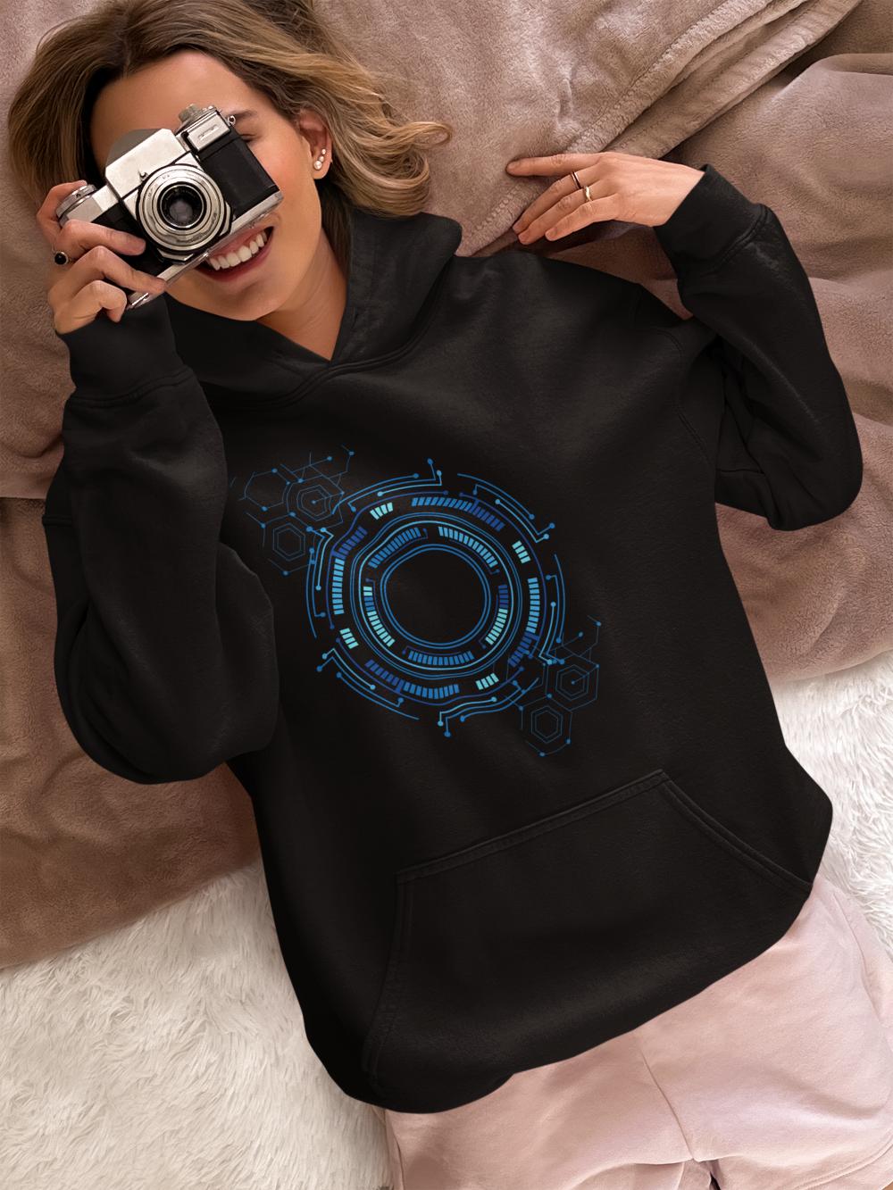 Women's Circle Vector Hoodies White by ZealforTee