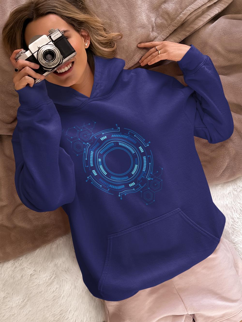 Women's Circle Vector Hoodies Black by ZealforTee