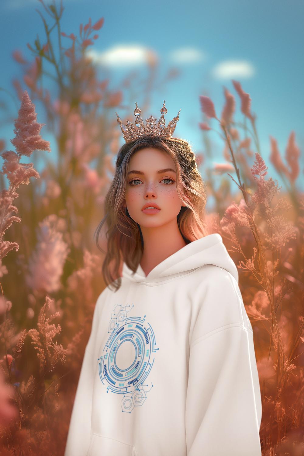 Women's Circle Vector Hoodies White by ZealforTee