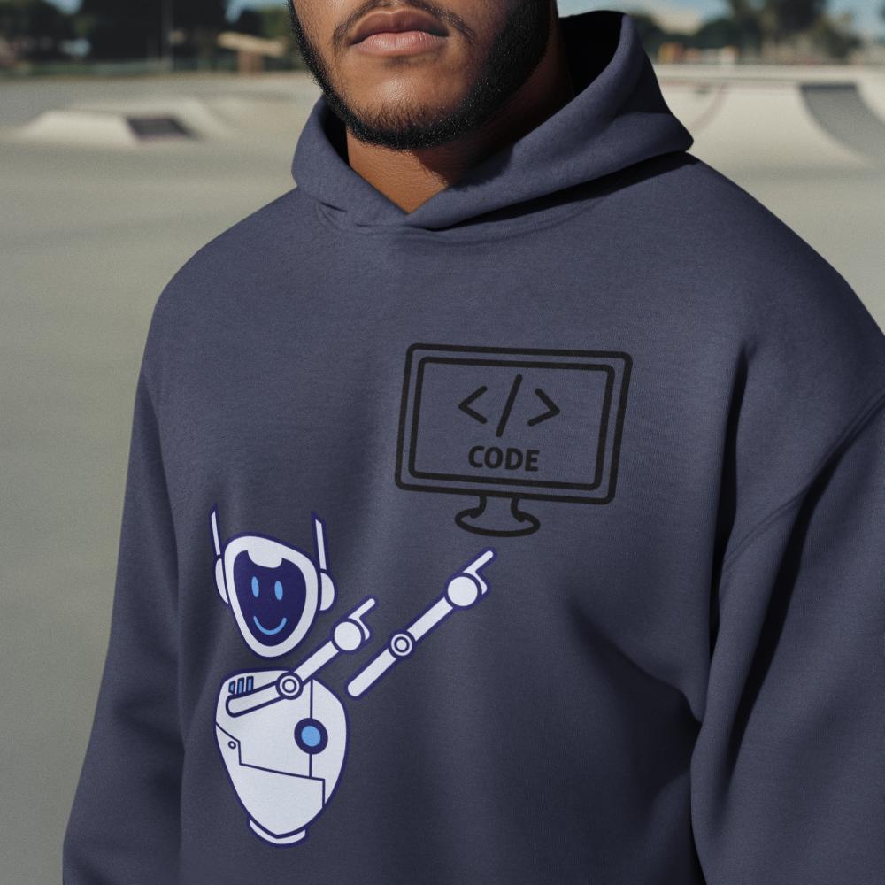 Men's Coding Oversized Hooded Sweatshirt White by ZealforTee