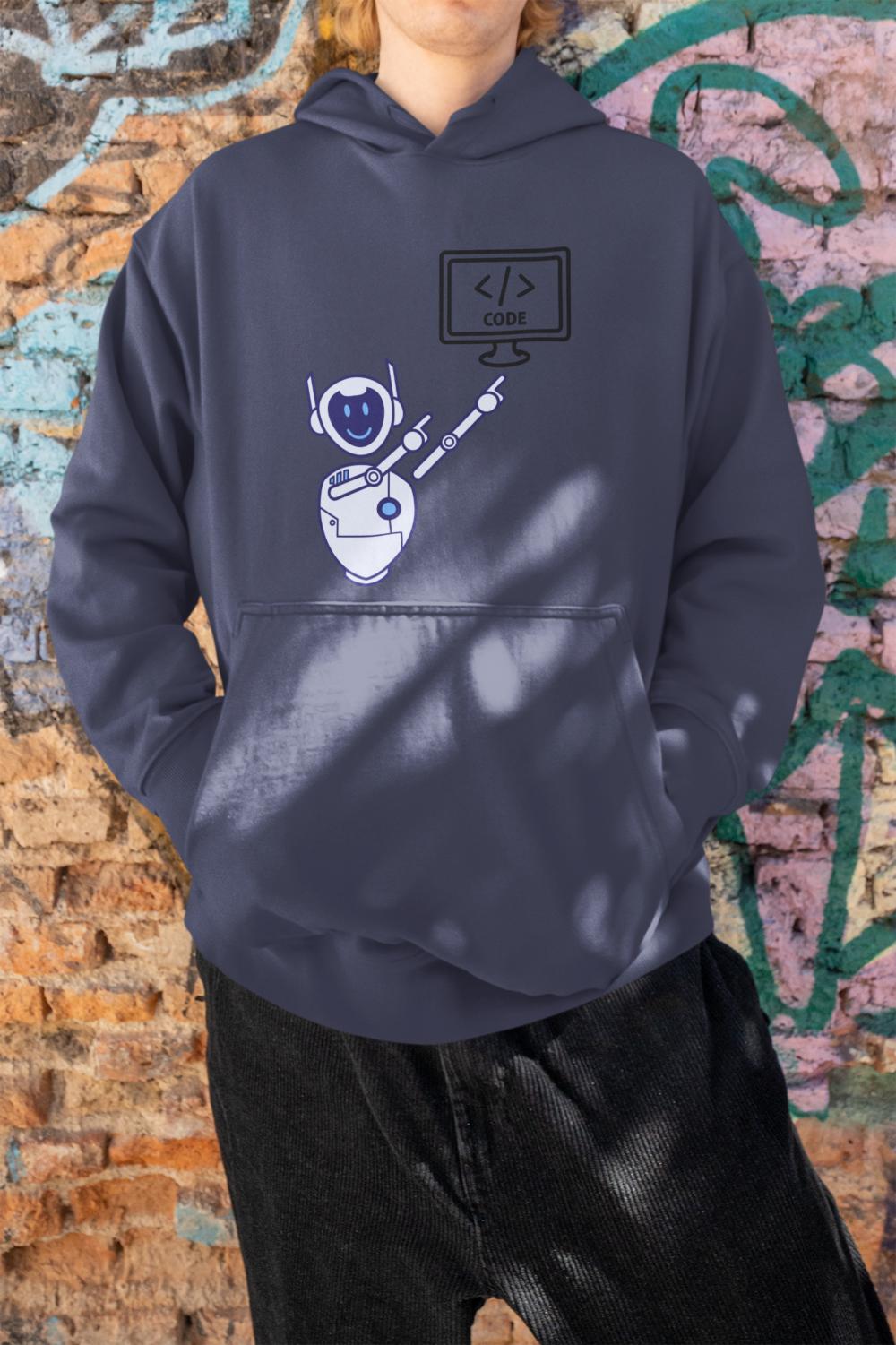 Men's Coding Oversized Hooded Sweatshirt Navy Blue by ZealforTee