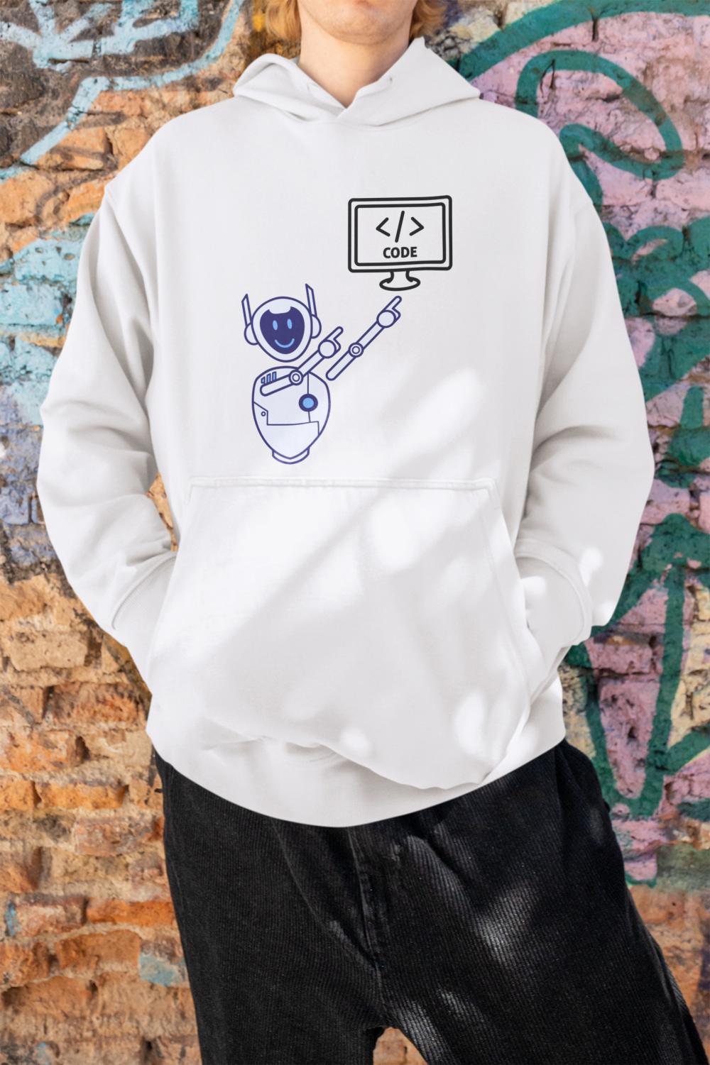 Men's Coding Oversized Hooded Sweatshirt White by ZealforTee