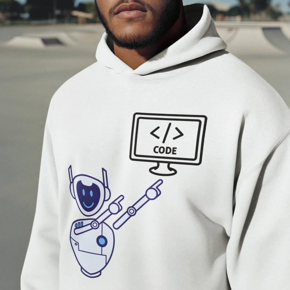 Men's Coding Oversized Hooded Sweatshirt White by ZealforTee