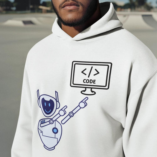 Men's Coding Oversized Hooded Sweatshirt White by ZealforTee