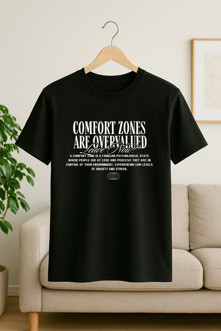 black comfort zone T-shirt by ZealforTee