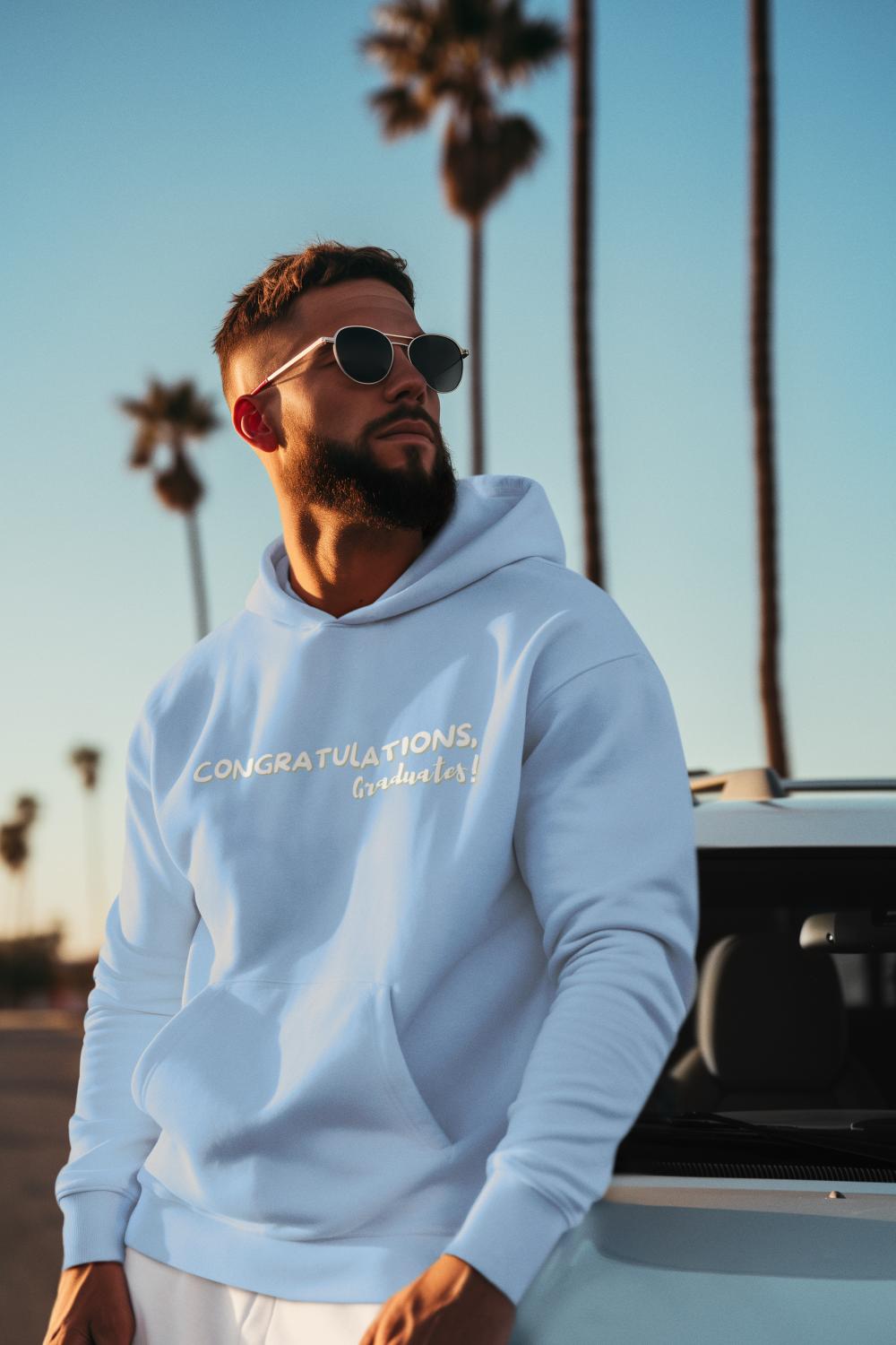 Men's Congratulation Graduates Hoodie Sweatshirt Light Baby Pink by ZealforTee