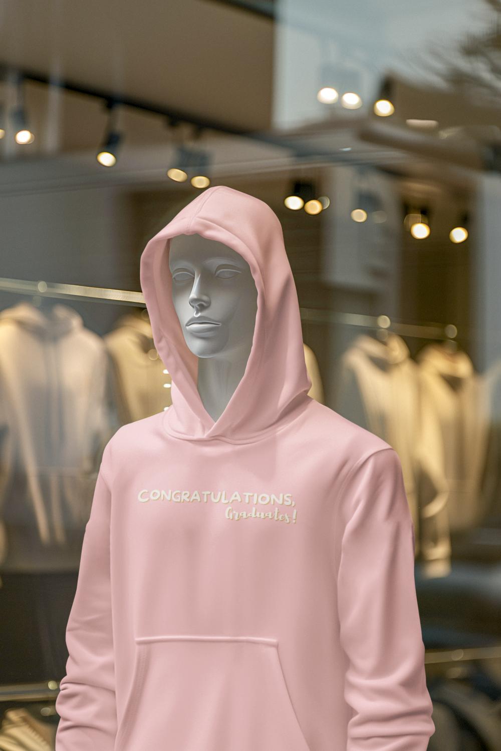 Men's Congratulation Graduates Hoodie Sweatshirt Light Baby Pink by ZealforTee