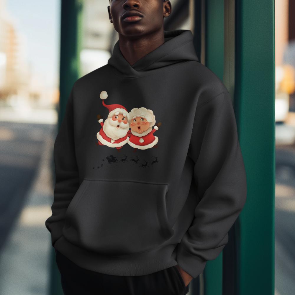 Men's Santa Couple Hoodie Sweatshirt Maroon by ZealforTee