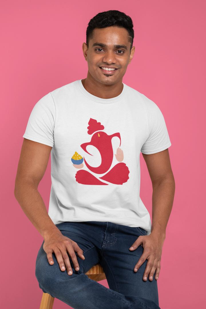 Men's Ganesh Chaturthi T-shirt White by ZealforTee
