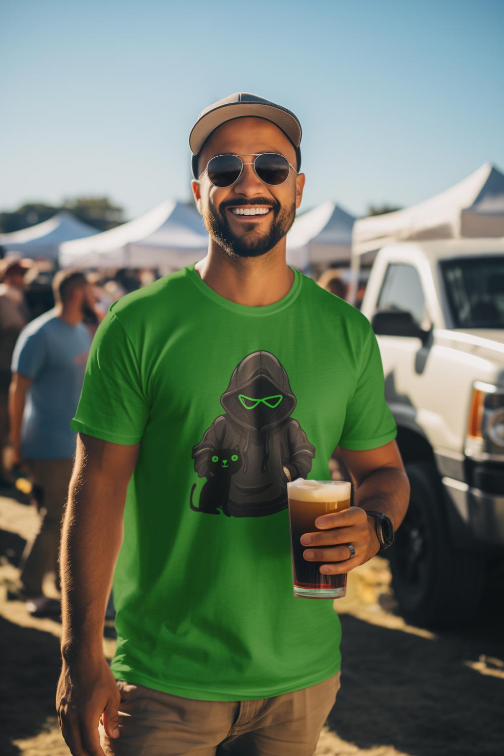 Men's Black Cat T-shirt Black by ZealforTee