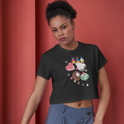 Women's Round Neck CupCake Crop Top Light Pink by ZealforTee