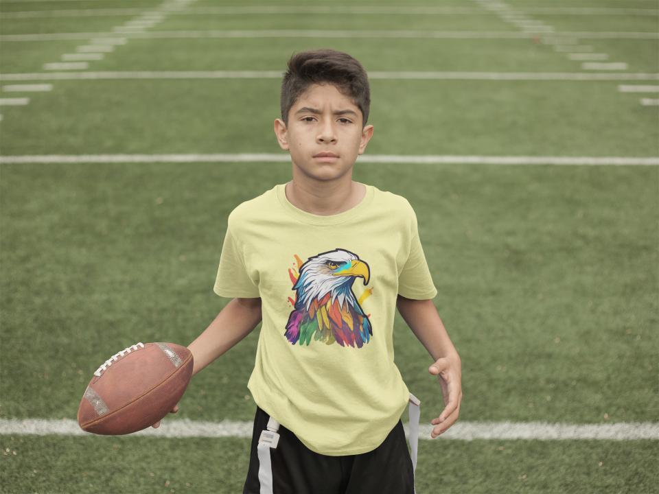 Kid's Colorful Eagle Unisex Tshirt Black by ZealforTee