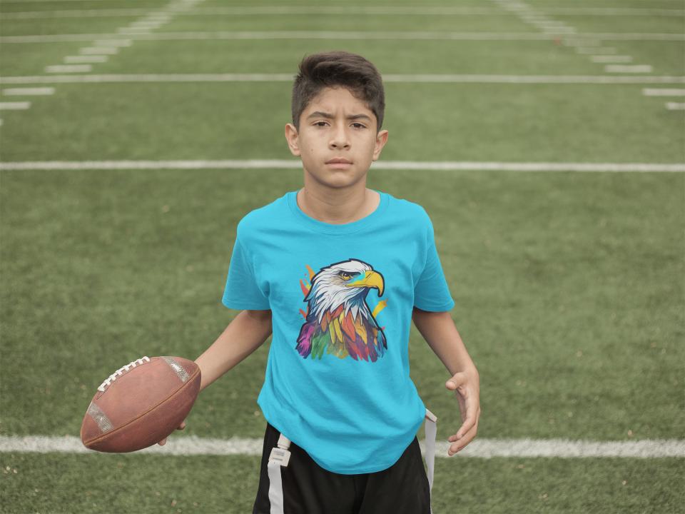 Kid's Colorful Eagle Unisex Tshirt Black by ZealforTee