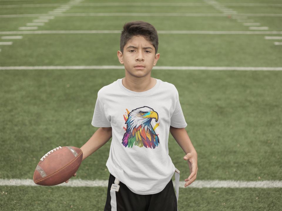 Kid's Colorful Eagle Unisex Tshirt Black by ZealforTee