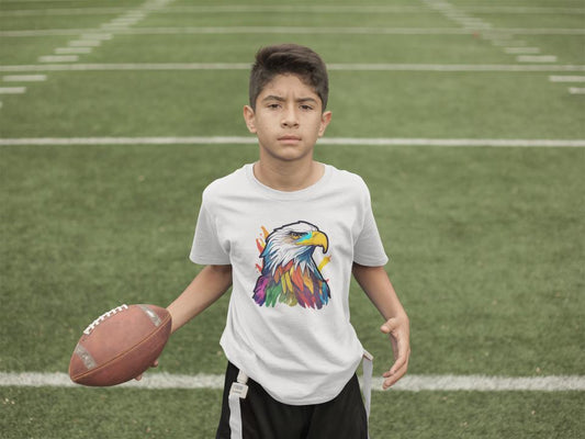 Kid's Colorful Eagle Unisex Tshirt Black by ZealforTee