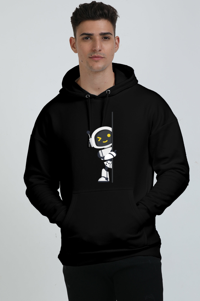 Men's AI Robot Oversized Hooded Sweatshirt Maroon by ZealforTee