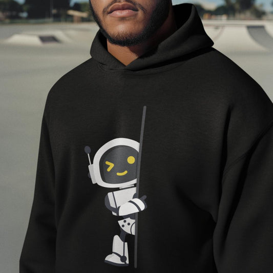 Men's AI Robot Oversized Hooded Sweatshirt Maroon by ZealforTee