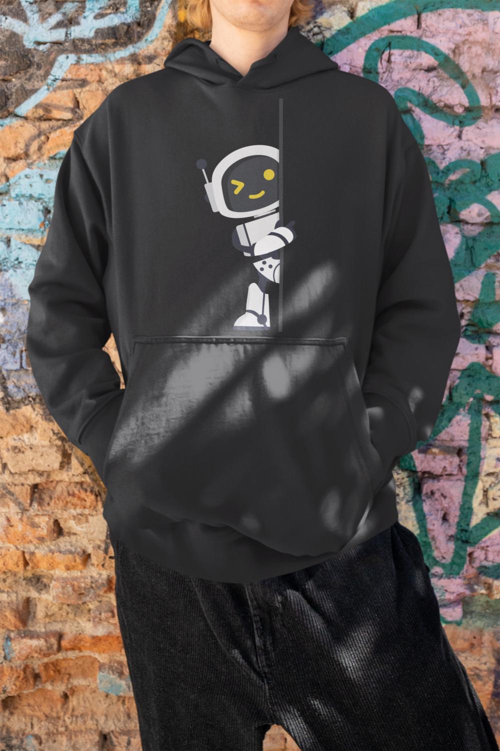 Men's AI Robot Oversized Hooded Sweatshirt Maroon by ZealforTee