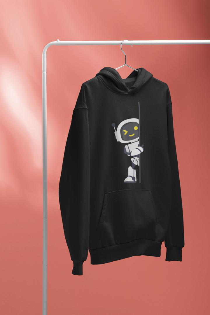 Men's AI Robot Oversized Hooded Sweatshirt Maroon by ZealforTee