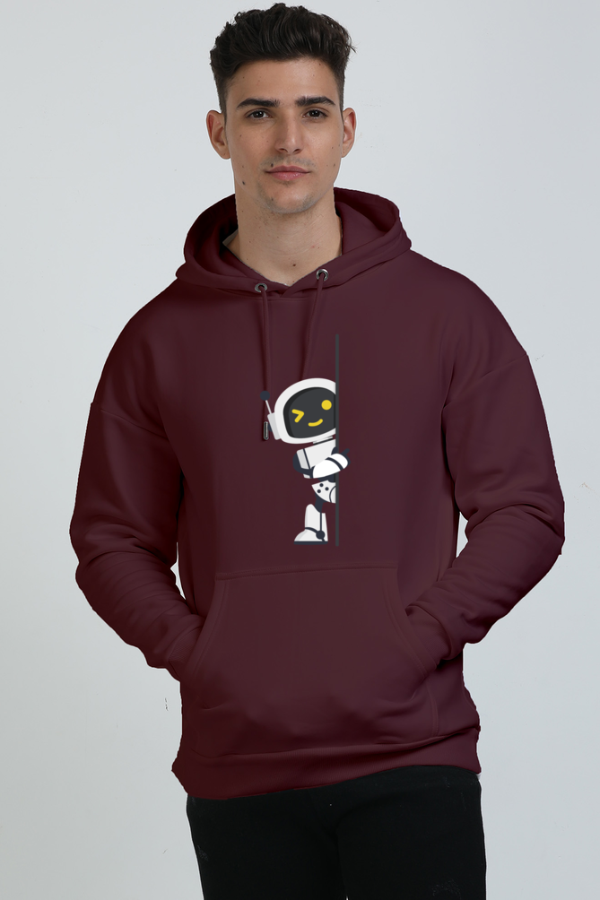 Men's AI Robot Oversized Hooded Sweatshirt White by ZealforTee