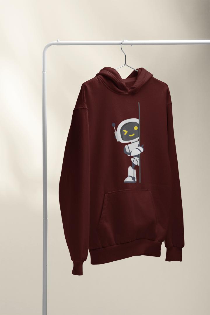 Men's AI Robot Oversized Hooded Sweatshirt Black by ZealforTee