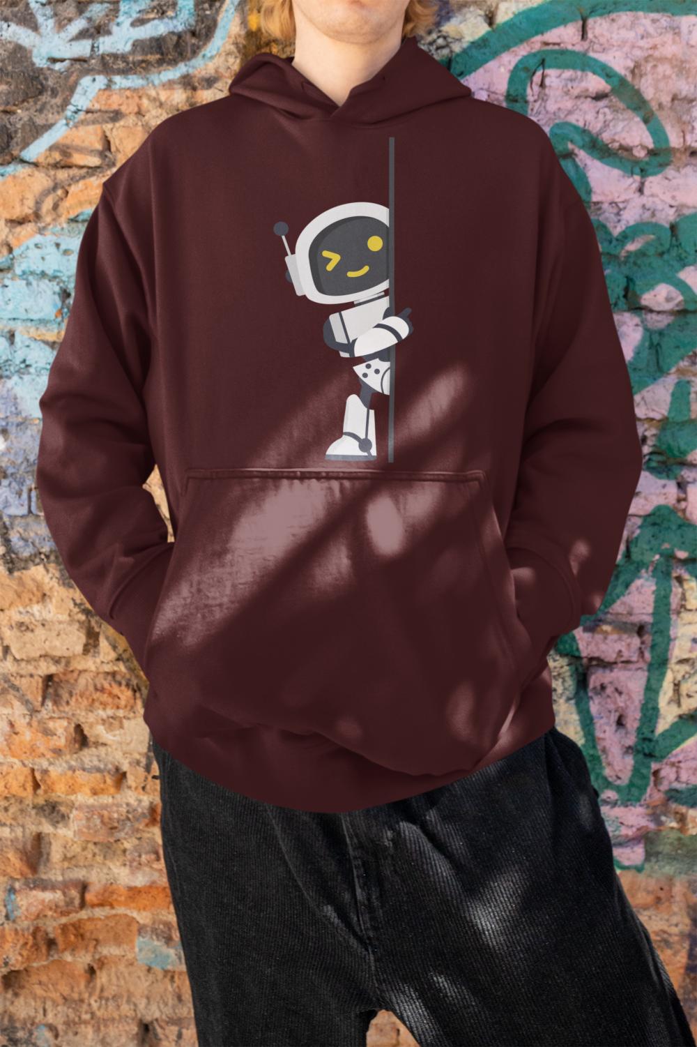 Men's AI Robot Oversized Hooded Sweatshirt White by ZealforTee