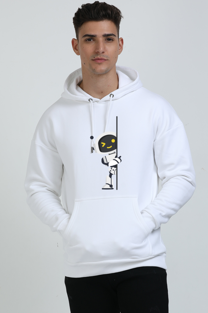 Men's AI Robot Oversized Hooded Sweatshirt Black by ZealforTee