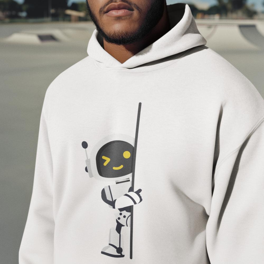 Men's AI Robot Oversized Hooded Sweatshirt White by ZealforTee