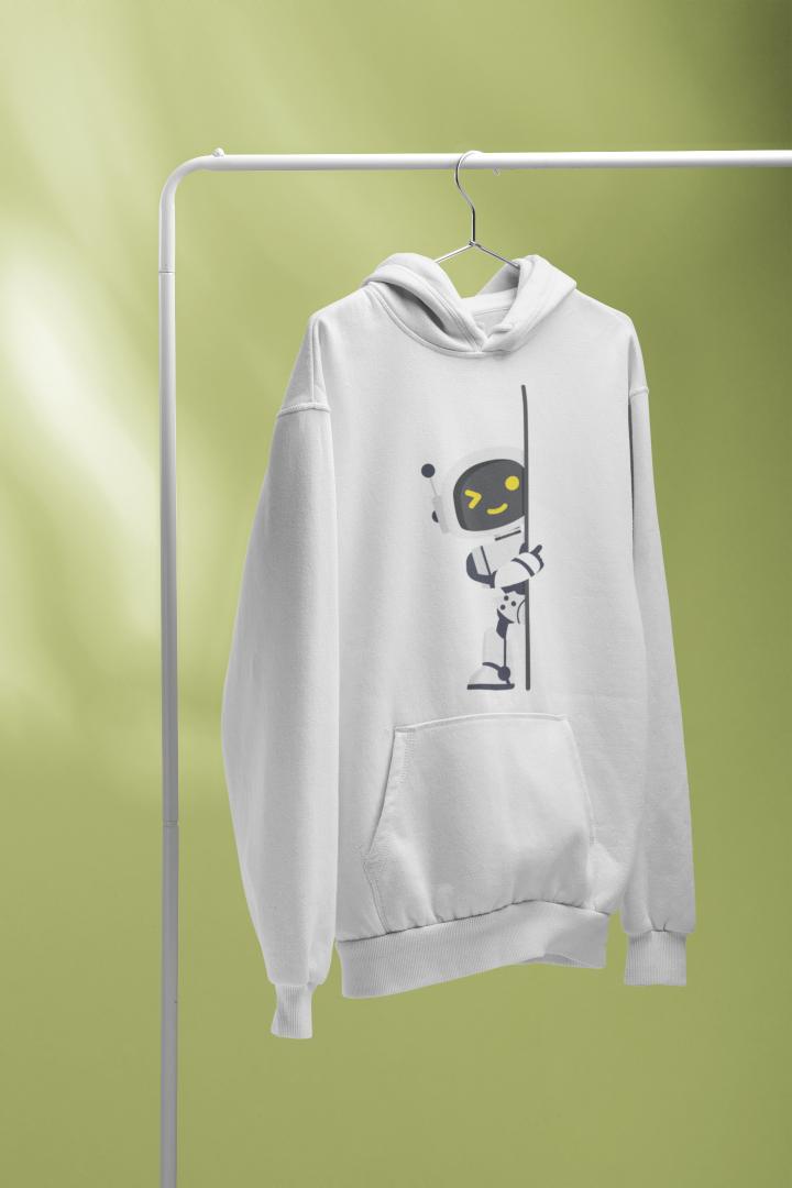 Men's AI Robot Oversized Hooded Sweatshirt Black by ZealforTee