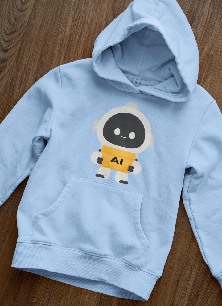 Women's Cute Robot Hoodies Baby Blue by ZealforTee