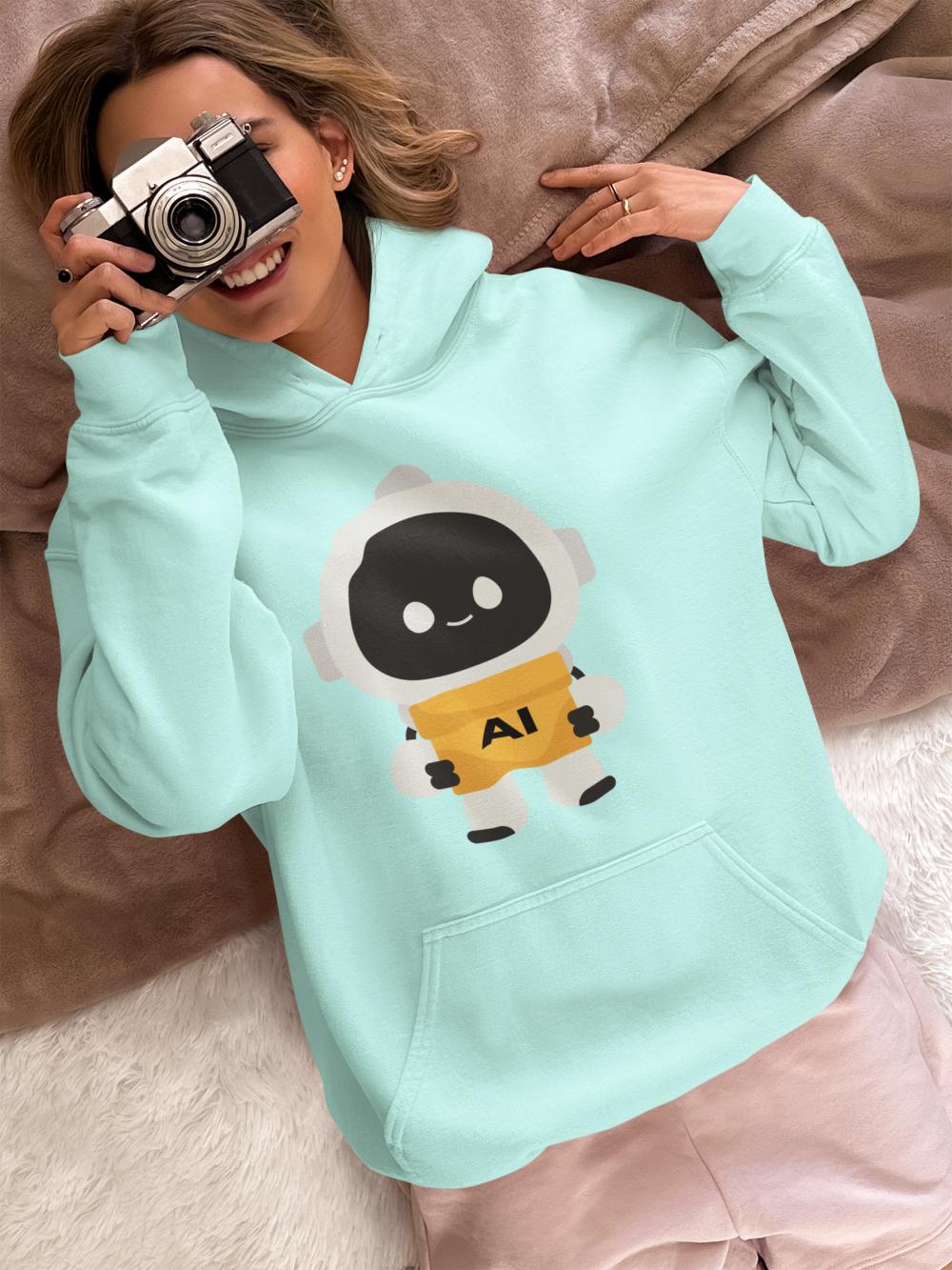 Women's Cute Robot Hoodies Mint by ZealforTee