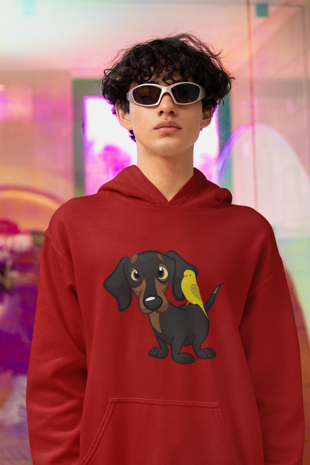 Men's Dachshund Hoodie Sweatshirt Red by ZealforTee
