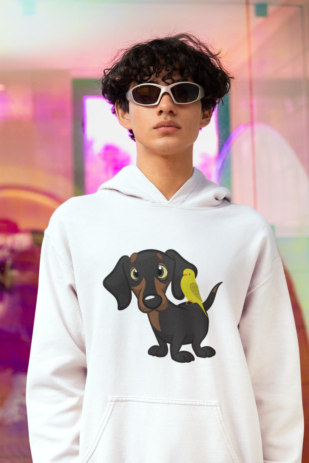 Men's Dachshund Hoodie Sweatshirt Grey Melange by ZealforTee