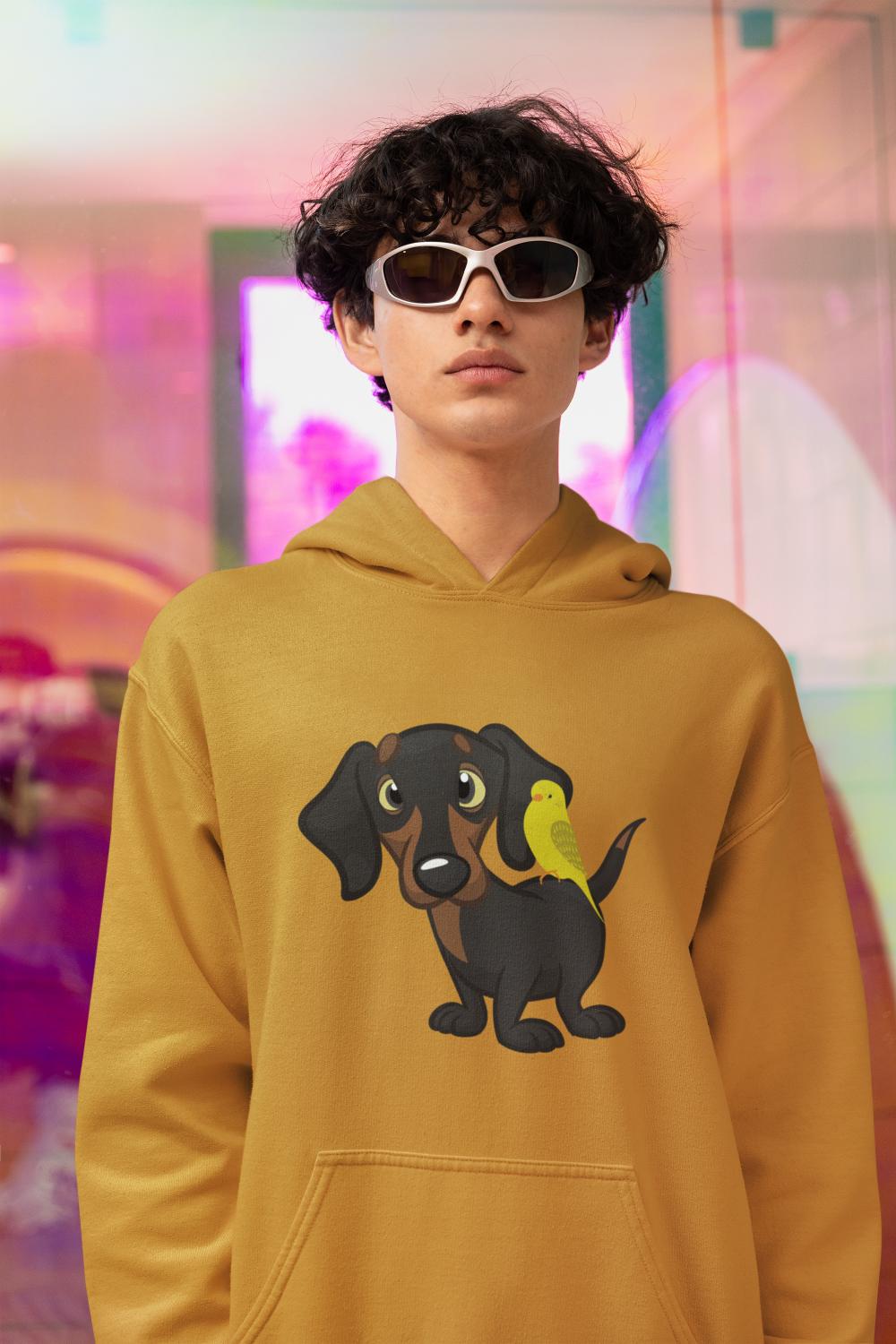 Men's Dachshund Hoodie Sweatshirt White by ZealforTee