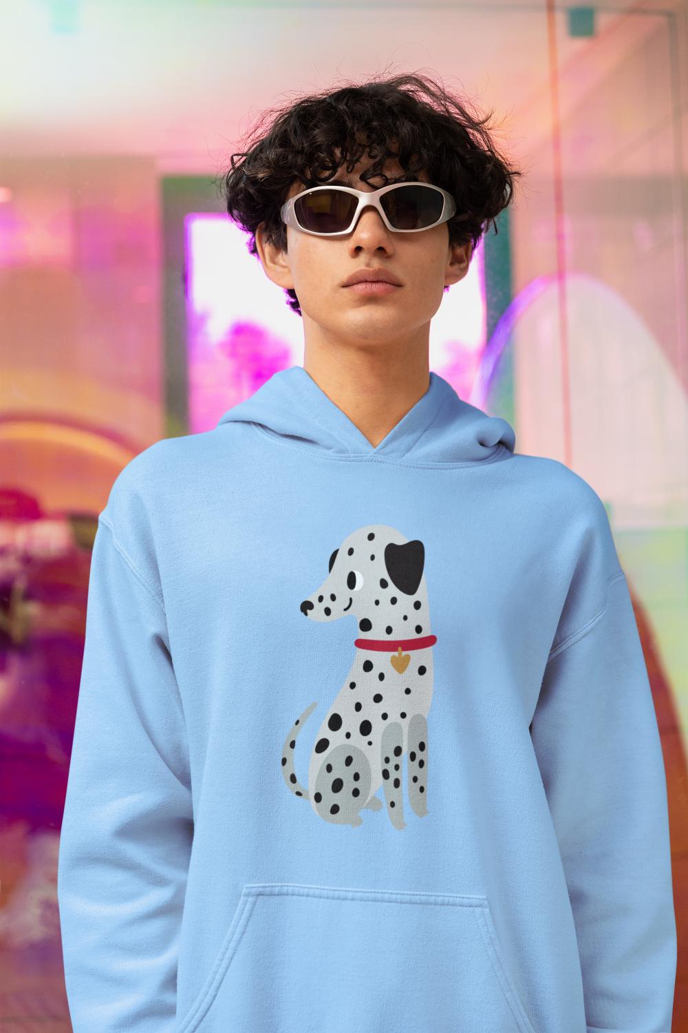 Men's Cute Dalmatian Hoodie Sweatshirt Baby Blue by ZealforTee