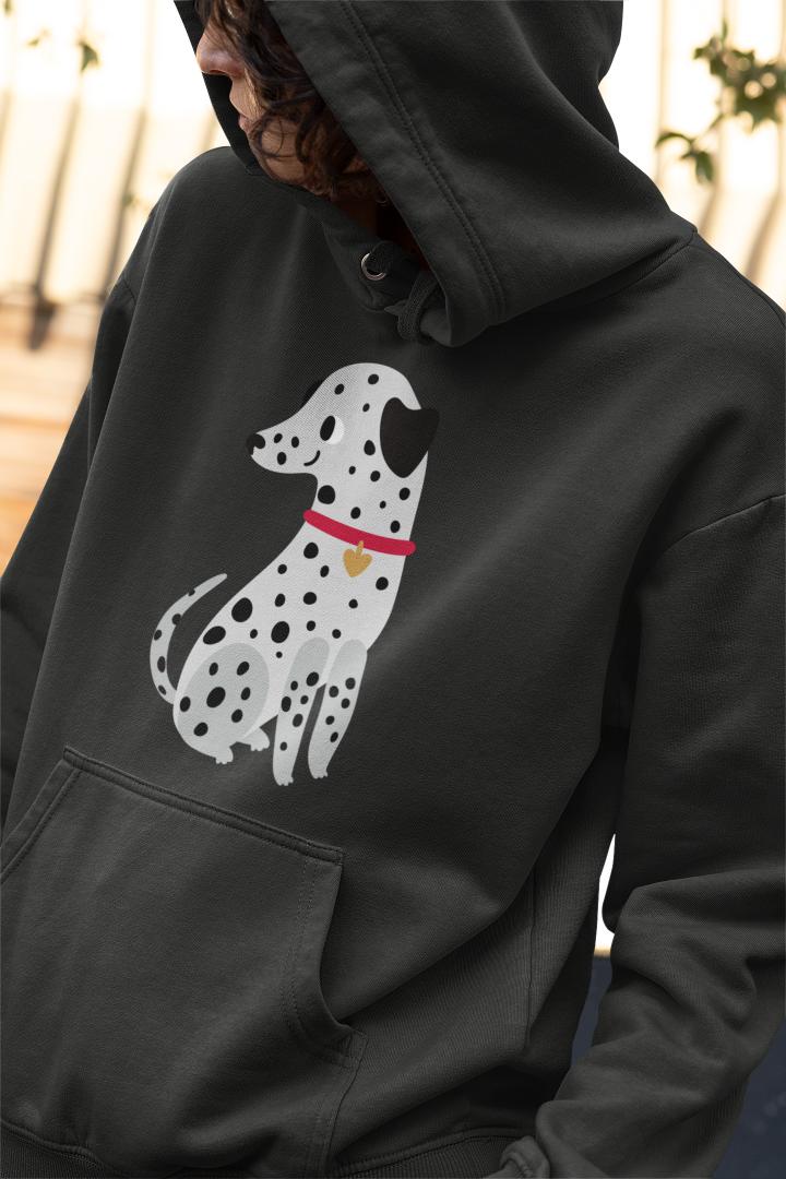 Men's Cute Dalmatian Hoodie Sweatshirt Black by ZealforTee
