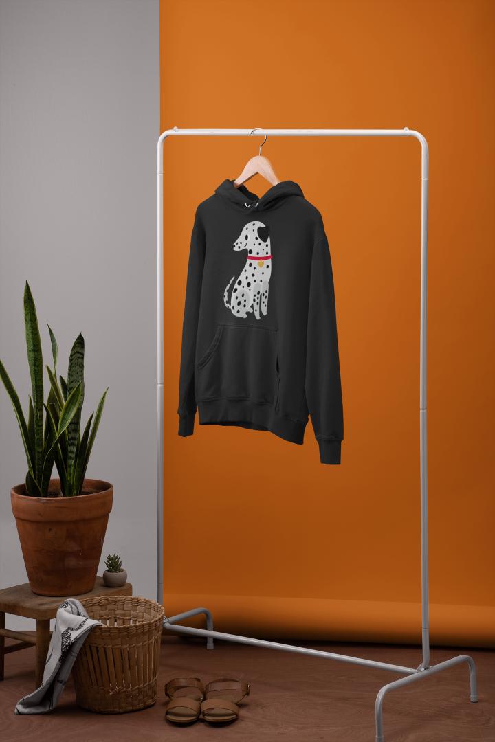 Men's Cute Dalmatian Hoodie Sweatshirt Black by ZealforTee