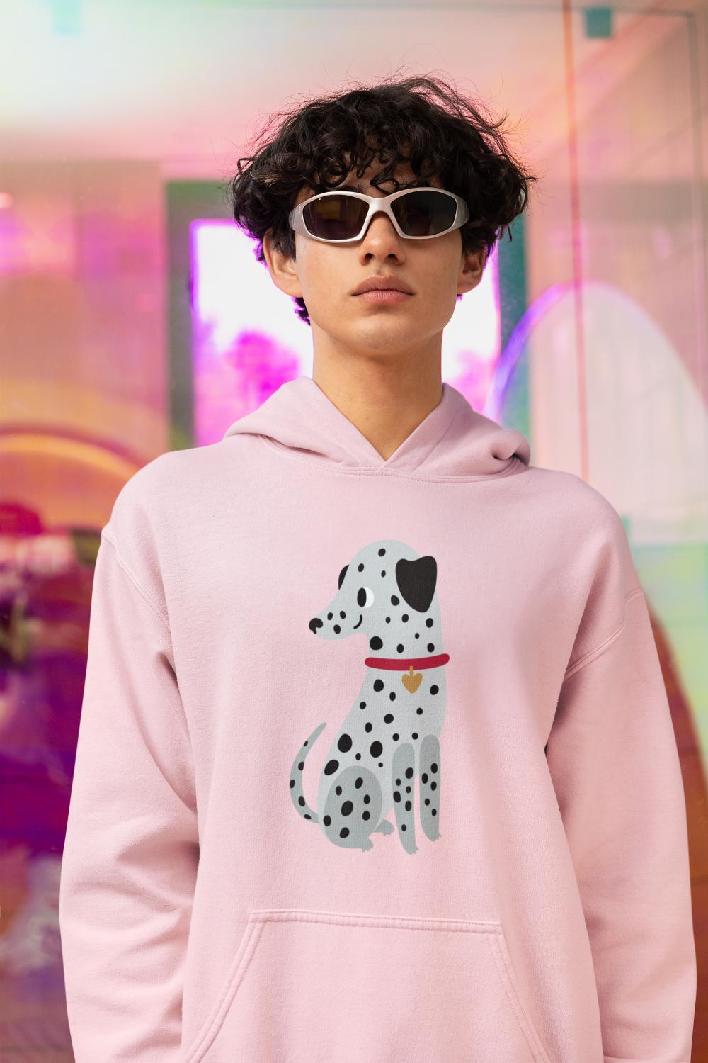 Men's Cute Dalmatian Hoodie Sweatshirt Baby Blue by ZealforTee