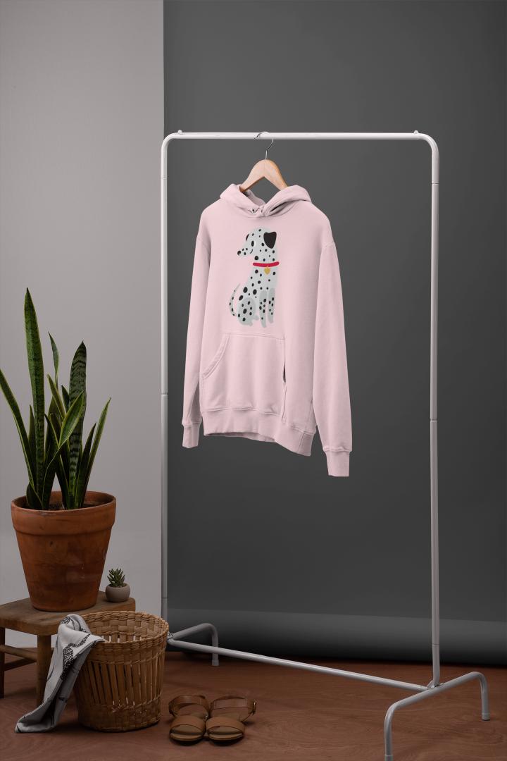 Men's Cute Dalmatian Hoodie Sweatshirt Light Baby Pink by ZealforTee