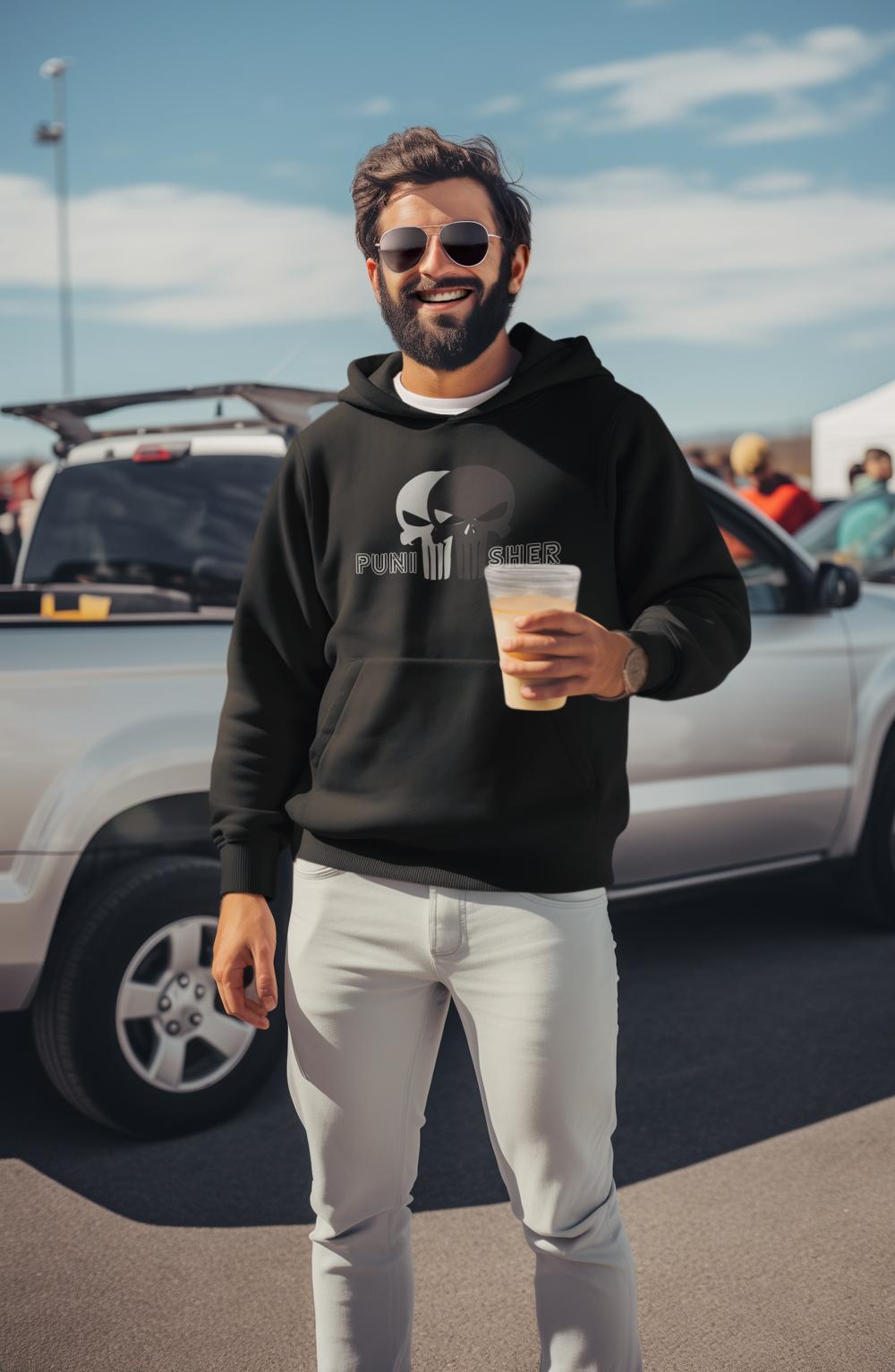 Men's Punisher Hooded Sweatshirt Black by ZealforTee