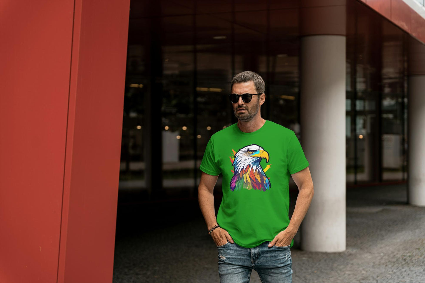 Men's Round Neck Eagle T-shirt Black by ZealforTee