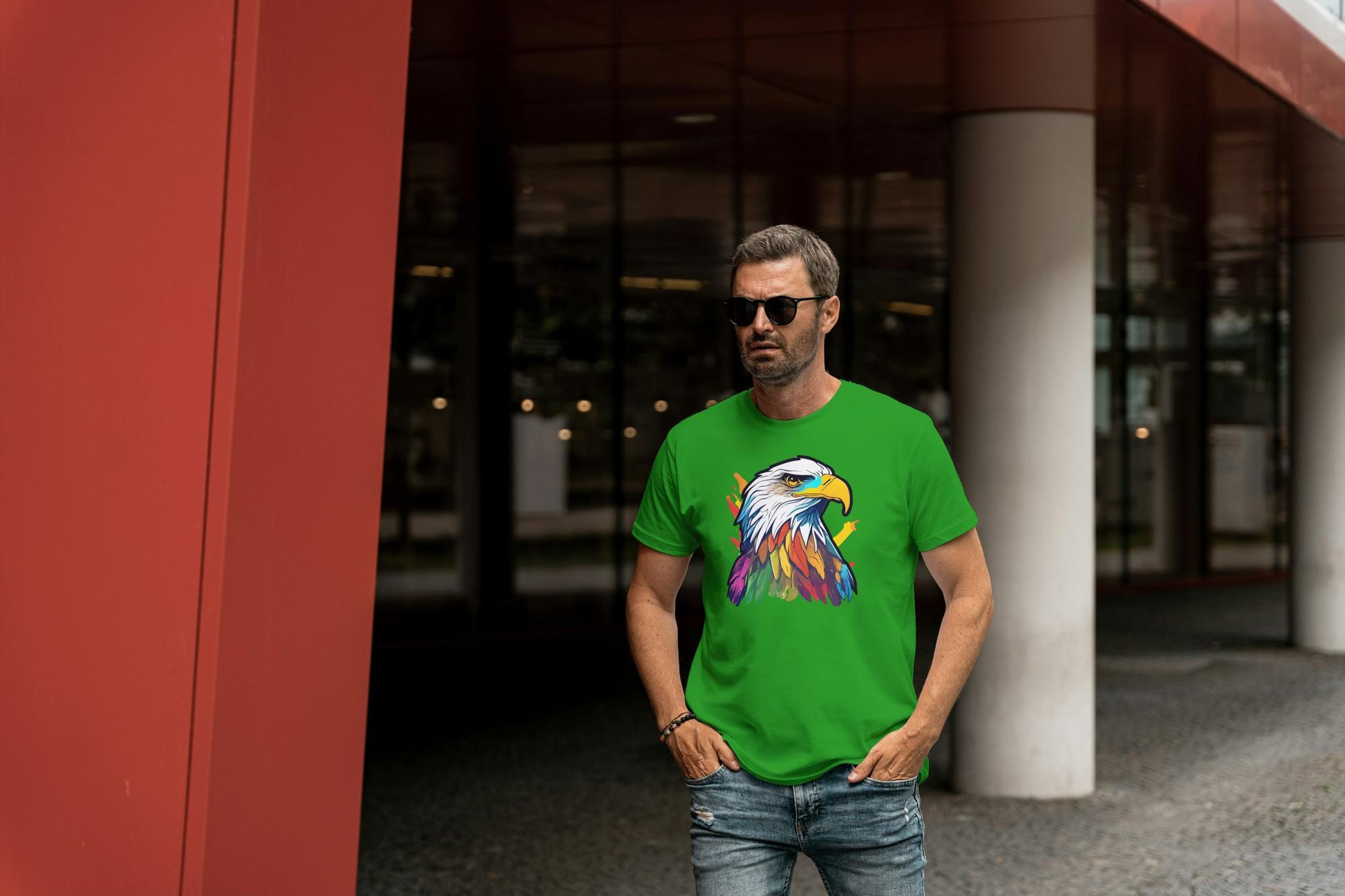 Men's Round Neck Eagle T-shirt Black by ZealforTee