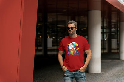 Men's Round Neck Eagle T-shirt Red by ZealforTee