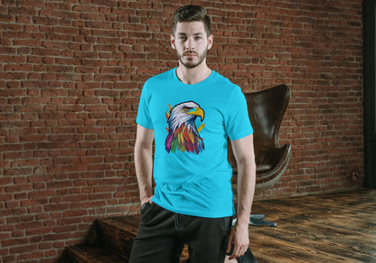 Men's Round Neck Eagle T-shirt White by ZealforTee